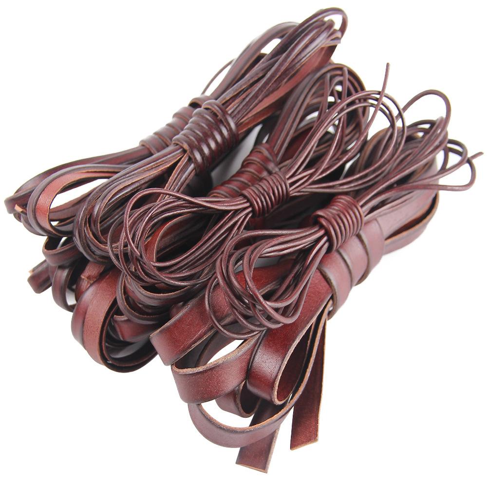 2meter Coffee Cow Leather Strap Findings Vintage Cowhide Rope Flat Leather Cord String Rope DIY Necklace Bracelet Making