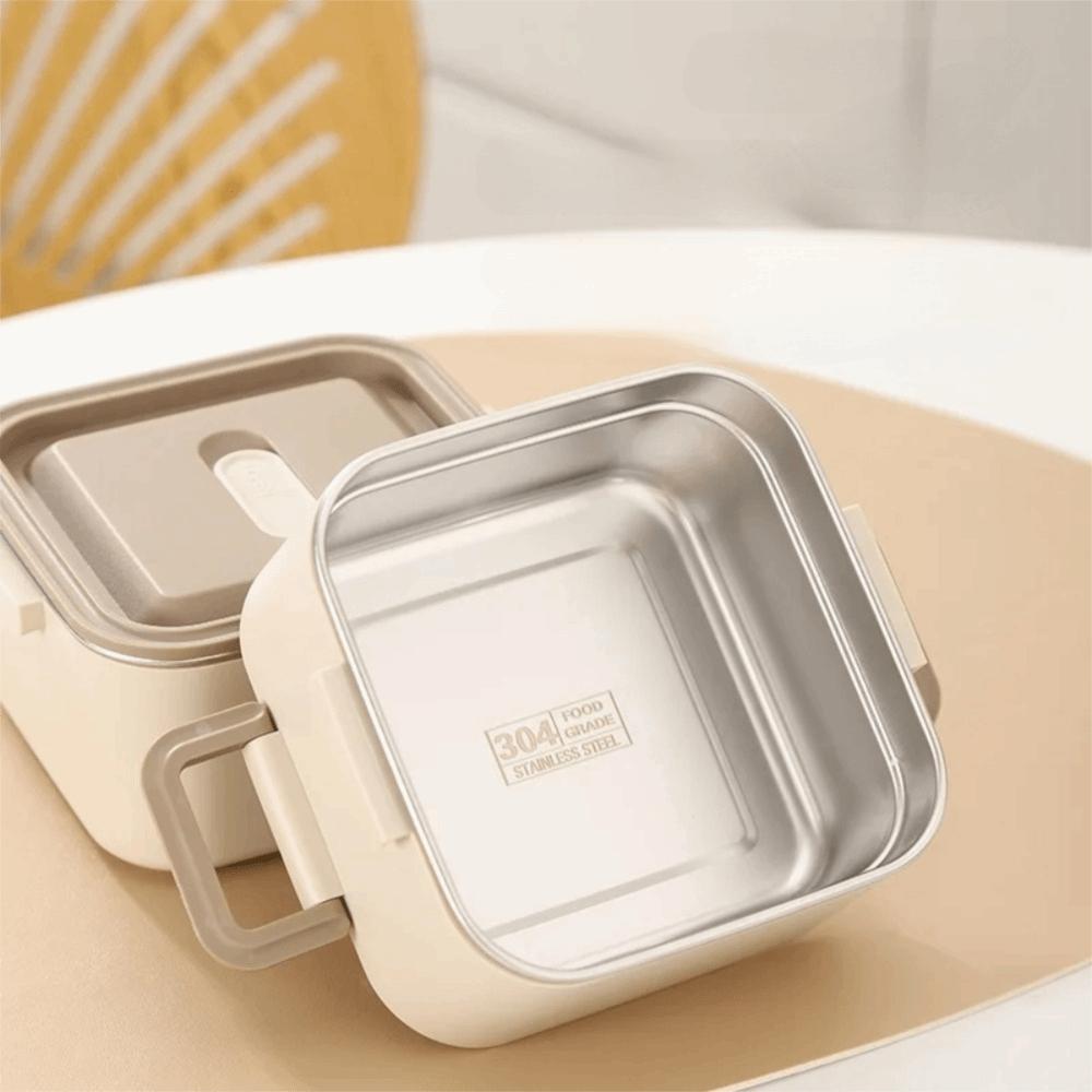 304 Stainless Steel Lunch Container Leakproof Food Storage Box Square Lunch Box  Microwaveable