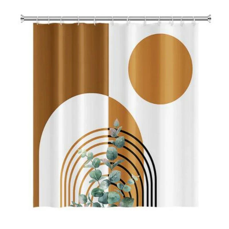 Nordic Wind Abstract Art Boho Shower Curtain Waterproof Polyester Bath Curtain Morandi Color Block Curtains For Bathroom Decor