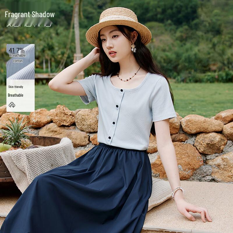 

Xiangying Women s Square Neck Ruffle Short Sleeve T-Shirt XL