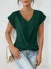 2026 Hot Sale Women's Solid Color V-neck T-shirt, Elegant Short-sleeved Top for Spring/Summer, European American Style
