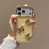 Gold Glitter Sequined Bow Mobile Phone Case For Iphone16Promax Epoxy Apple 17 Women'S Love