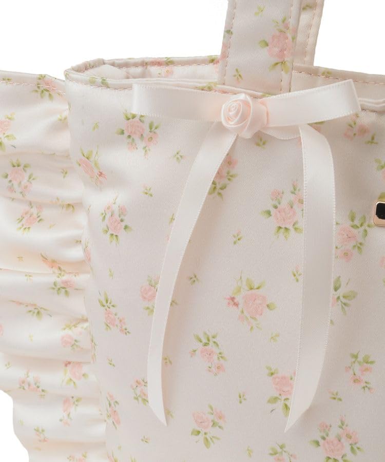 Bolsa Tote com Babados Estampa de Rosa Maison de Fleur, Bege Claro, Tamanho Único, 08000644800