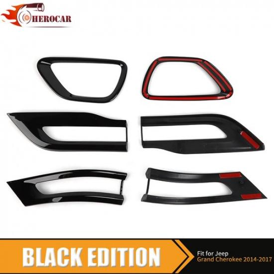6x Tail Lamp Fog Light Cover Trim Bezels For Jeep Grand Cherokee 2014-2016 Black