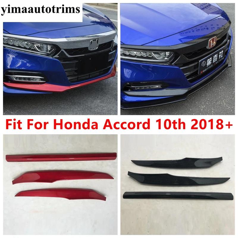 Car Front Bumper Bottom Panel Protection Cover Trim ABS Red /Carbon Fiber / Chrome Accessories For Honda Accord 10th 2018 -