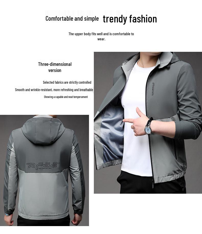 Men's Windproof Hooded Sports Jacket for Spring and Autumn
