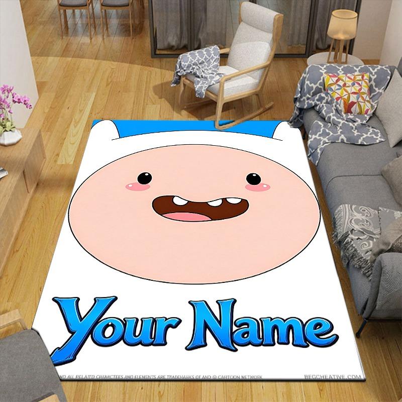 Custom 1Pc Custom Cartoon Name Label Flannel Personalized Rug Non Slip Floor Mat Soft Carpet for Living Bedroom Office Home Decor Gift