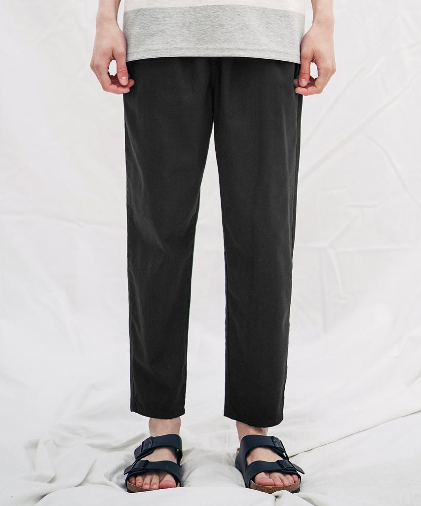 WV PROJECT Plain (Summer) Cotton Elastic Waist Pants Black Cjlp7509