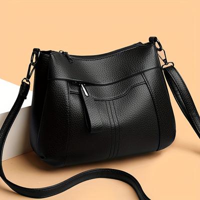 Schicke Damen Leder Umhängetasche Stilvolle Schulterhandtasche Damen Große Kapazität Umhängetasche