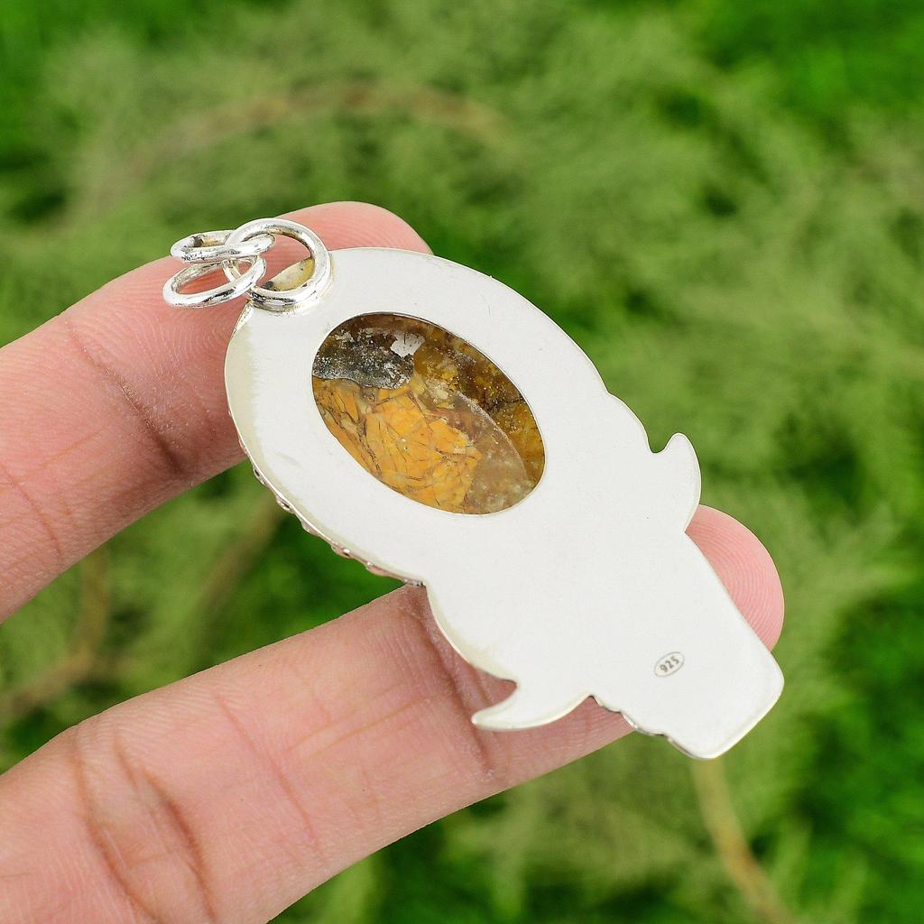 Daughters Day Deal Sterling Silver Oval Brecciated Mookaite Stone New Pendant