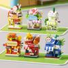 Mini Restaurant Dessert Coffee Flowers Store Street View Building Blocks Models Micro Blocks Kids Toys Gifts Items