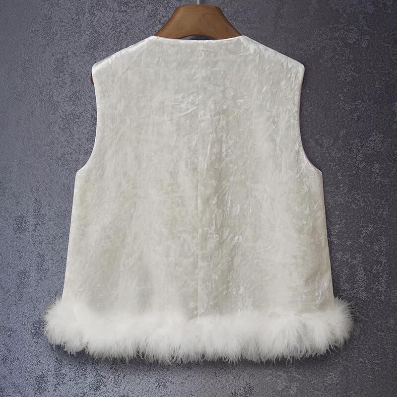Ta Chi Women's New Chinese Style Sequin Faux Fur Patchwork Vest