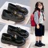 Kids Leather Shoes Black Matte Glossy Boys Girls School Shoes Trendy 2025 New Fashion Children Flat Shoes Round Toes Non-slip