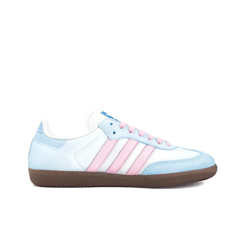 Adidas Originals SAMBA OG Slip Resistant Abrasion Resistant Low top Skateboard Shoes Unisex Blue Pink B75806(Team354-)