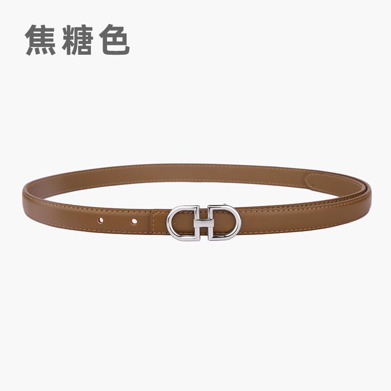 Leather Women'S Belt Simple Double Ring Belt With Jeans Casual Pants Belt Women'S Model