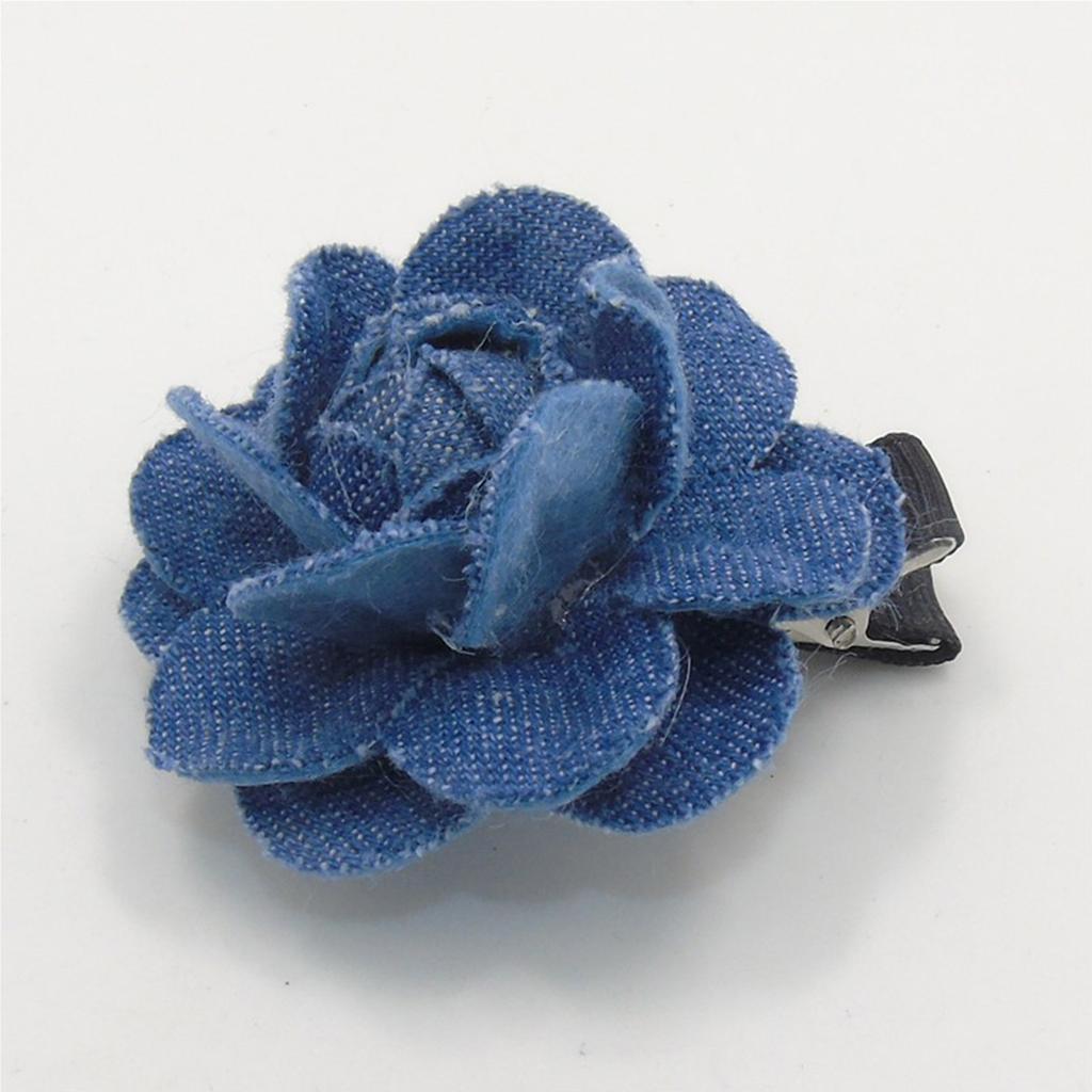 Unique Washed-Denim Headbands for Woman Non-slip Hair Clip with Rose Shape Headband for Girls Washing Face Sports
