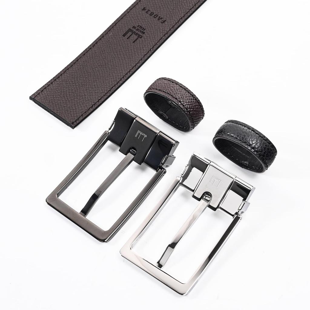 Dunhill Wide Stringer System Gift UK Men's 3.5cm Belt, Reversible, Black/Chocolate, Compatible, Set, DU24F4T21PI001, [Product Code DU24F4T21PI001]