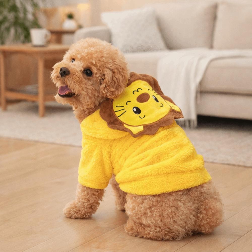 Soft Dog Lion Costume Animal Pattern Pet Transformation Costume Dog Jumpsuits  Autumn Winter