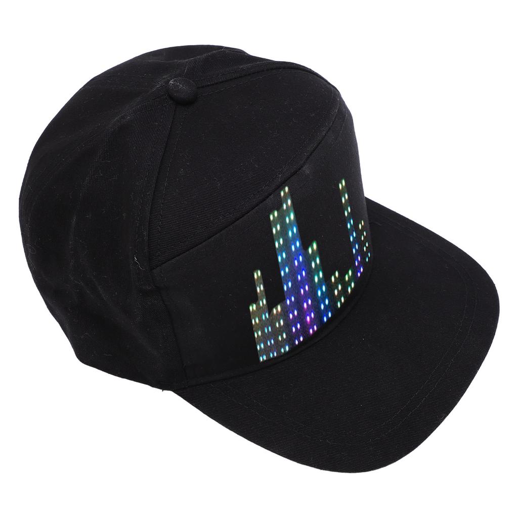 LED Display Baseball Cap APP Programmable Adjutsable Cotton Detachable 12x32 LED Display Hat