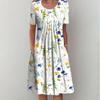 Abito Casual Estivo Floreale di Moda Taglia Grande Donna Elegante Manica Corta Ampio Lungo Donna Scollo Tondo Abiti Vintage Donna 24696