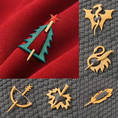 1PC Knitted Fabric Buckle Exquisite Clothing Accessories Rural Style Natural Style Sweater Buckle Elegant Wooden 10 Styles