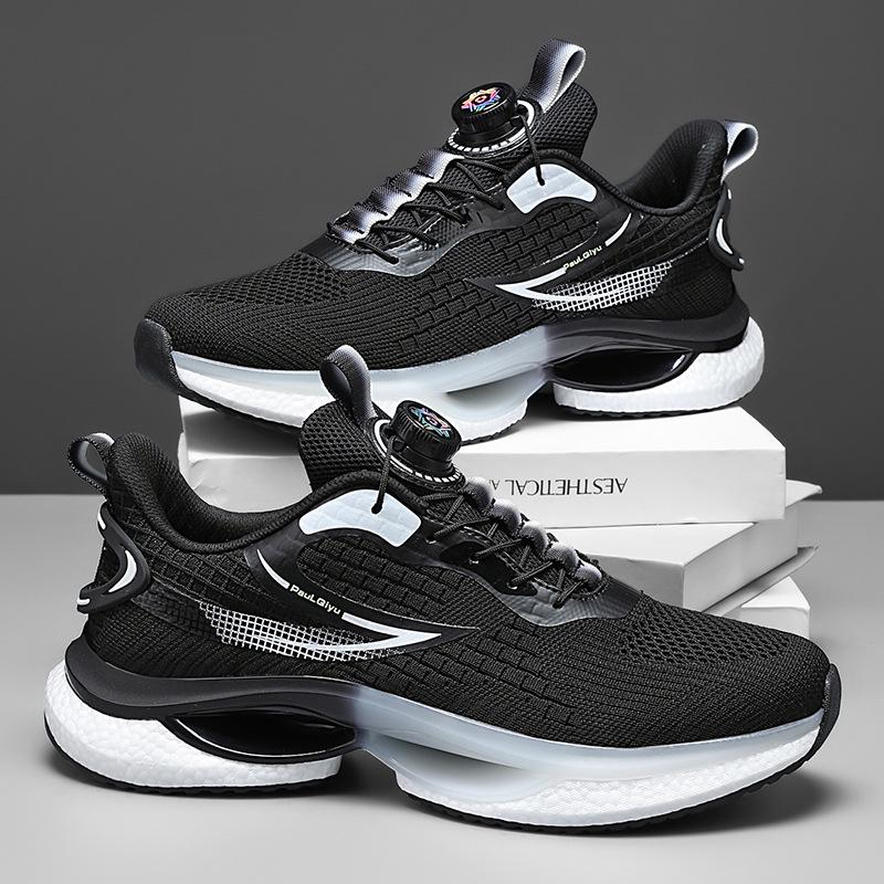 New men's shoes rotating button running shoes popcorn shock absorbing sports shoes breathable casual sports trendy shoes men