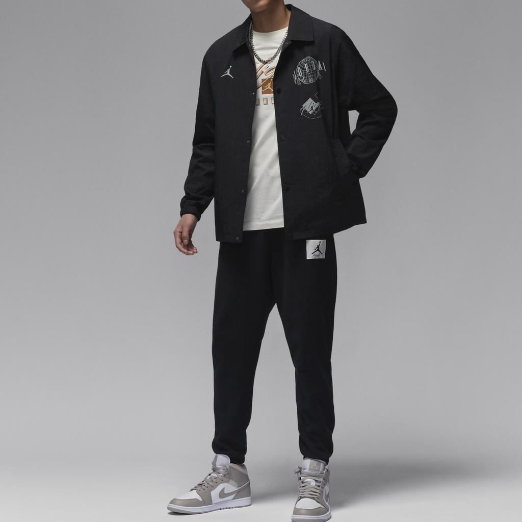 Jordan Kurtka męska z długim rękawem, z kołnierzykiem polo, nadrukiem liter i cyfr, zapinana na zamek błyskawiczny, czarna HJ3964-010