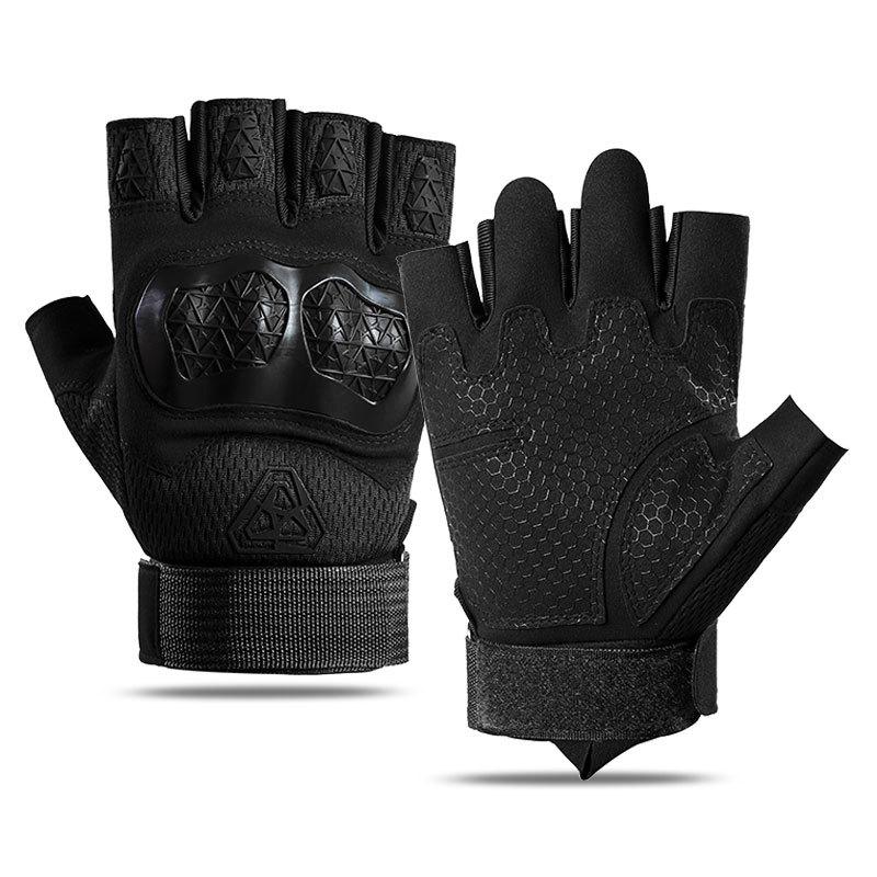 Gloves Sports non-slip thickened back protective joints Wear-resistant microfiber silicone gloves M