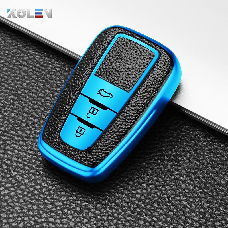

Leather+Tpu Car Remote Key Cover Case Shell For Toyota Camry Rav4 Prius Chr C-Hr Avalon Corolla Land Cruiser Prado Accessories