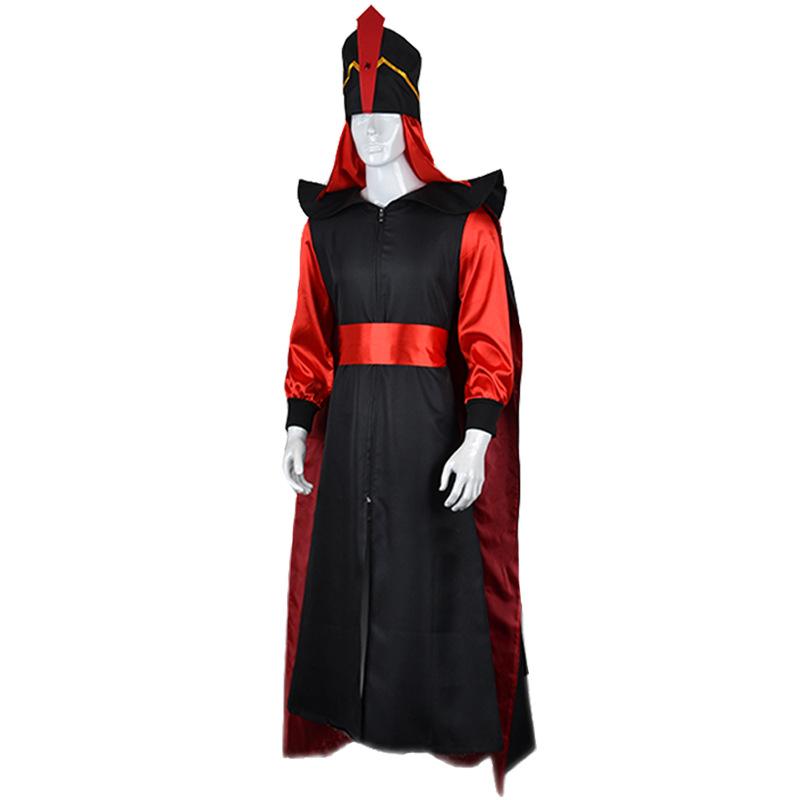 Movie Jafar Cosplay Costume Jumpsuit Cloak With Hat For Men Women Outfits Halloween Carnival Party Roleplay Suits