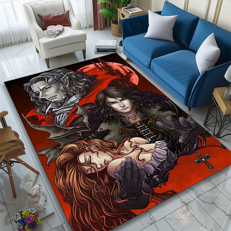 1pc Gothic Vampire Ladies Rug, Digital Printed Home Chair Sofa Mat, Durable Office Area Carpet, Beautiful Festival Decorations