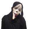 Halloween Horror Ghost Face Mask with Red Tongue, Black Skin, Tongue-Sticking-Out Mask, Party Decoration, Funny Performance Headgear