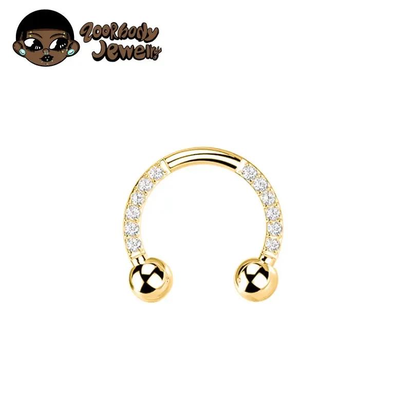 

ASTM F136 Titanium Horseshoe Barbell Septum Piercing External Thread Circular Barbell Nose Hoop Tragus Daith Helix Earrings 16G 1.2x8mm(3x3)&Nose Rings & Studs&Face золотой