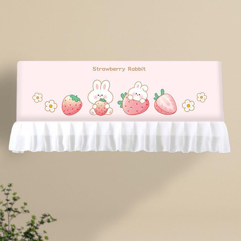 Air Conditioner Wind Deflector: Prevents Direct Blowing with Cute Print, Fits Hanging Units, Fully Enclosed Dust Cover Included.
