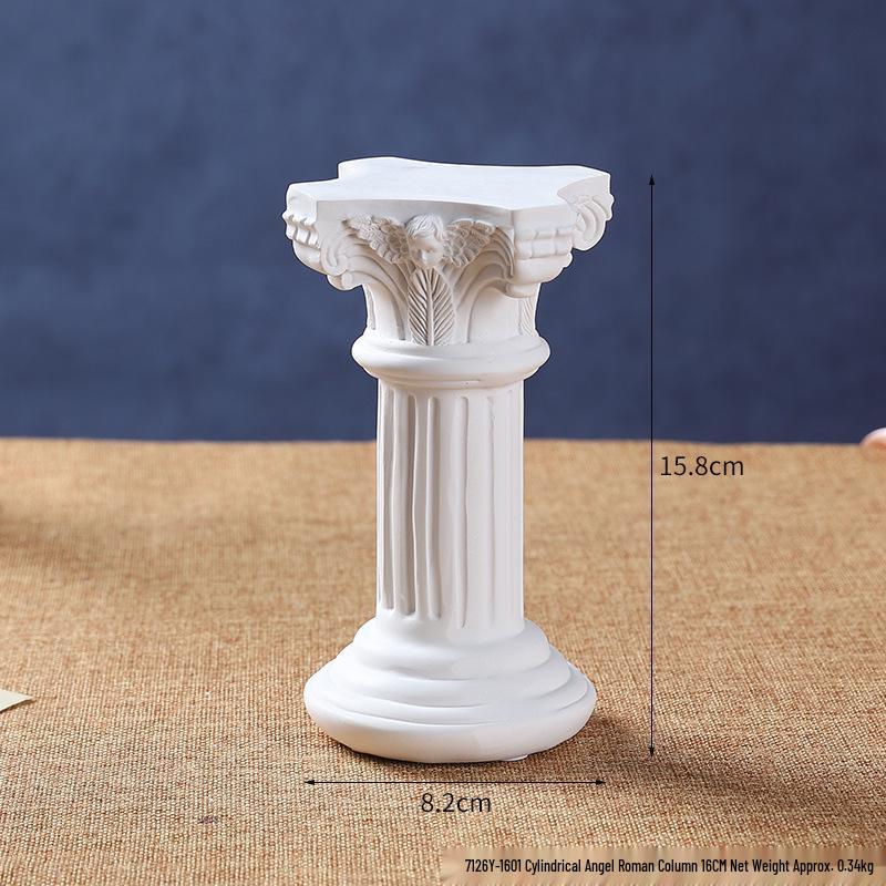 Scultura Colonna Bianca Greco-Romana Mobile Portabottiglie Ornamento in Resina