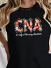Floral CNA Certified Nursing Assistant T-shirt