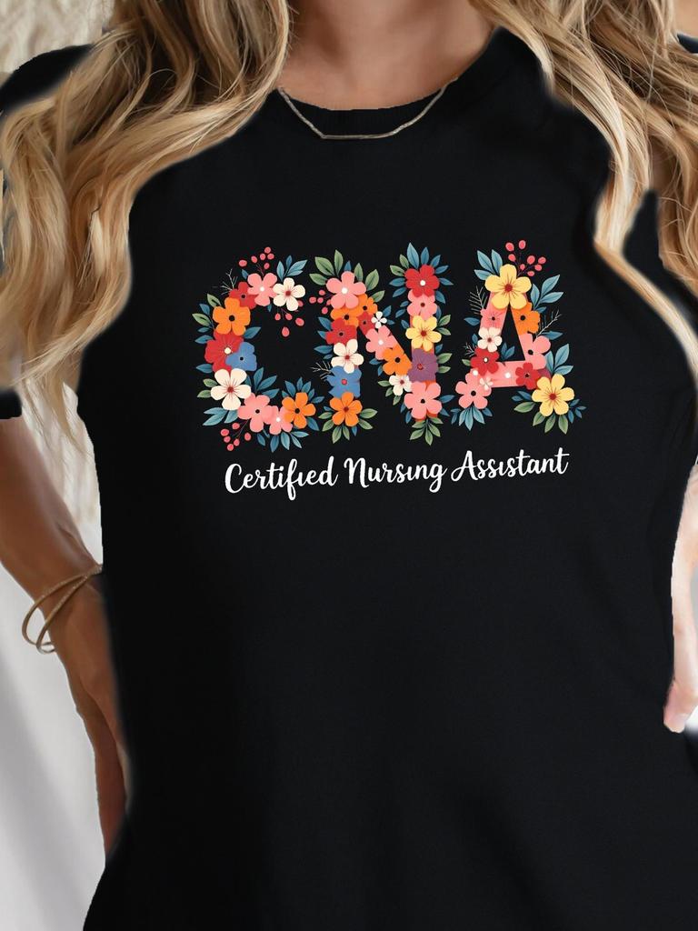 Floral CNA Certified Nursing Assistant T-shirt