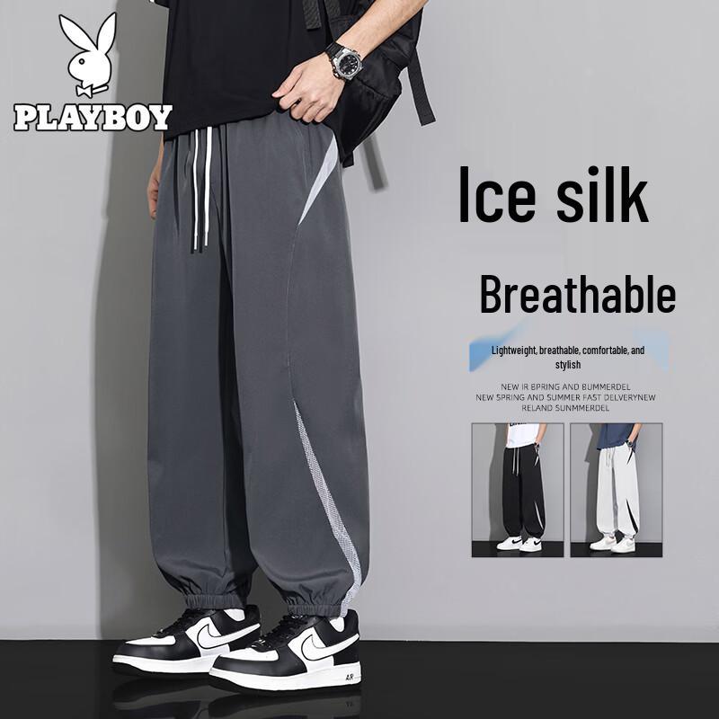 PLAYBOY Pantalon de jogging en soie glacée pour homme