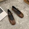 French Classic Small Fragrant Wind Shallow Mouth Single Shoes Women's Spring and Summer New Flat Shoes Gentle Fashion One-word Buckle Mary Jane Shoes