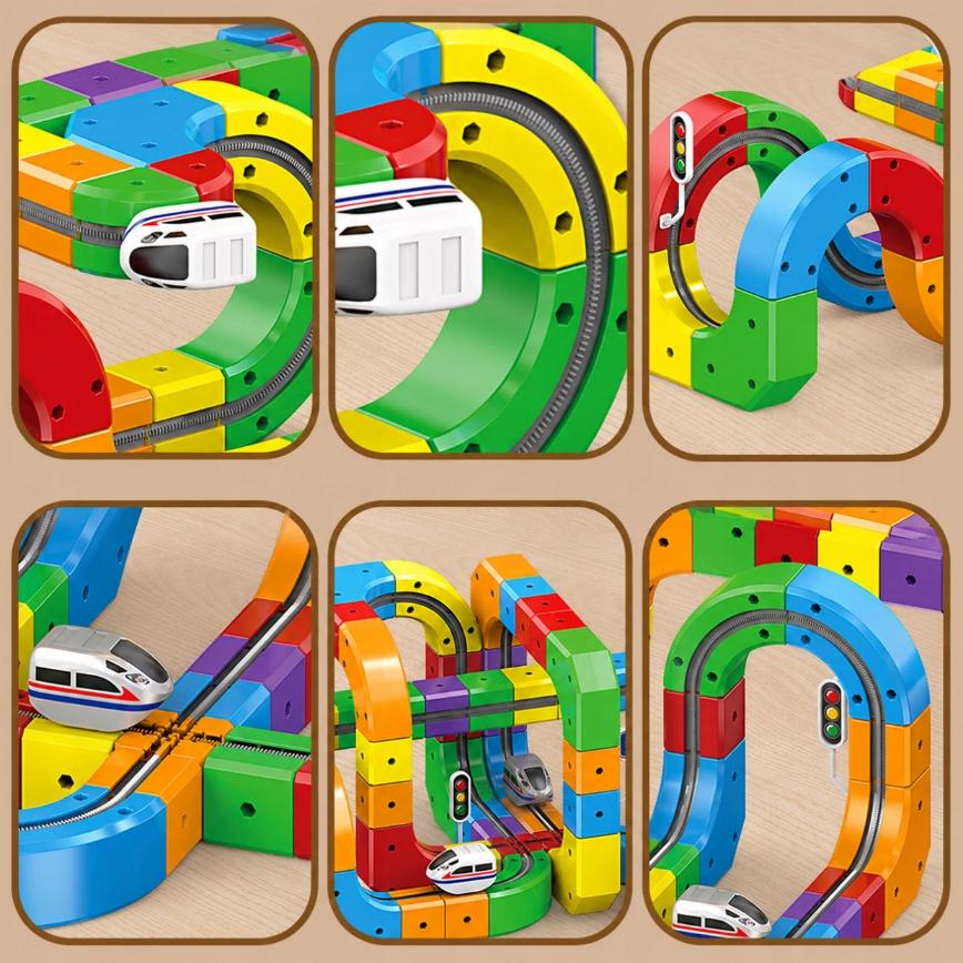 Electric modular train track construction anti-gravity train 81pcs