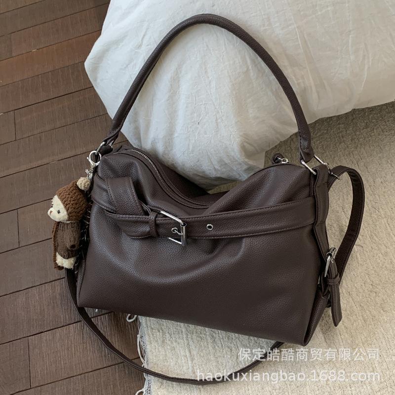 Casual temperament large capacity tote bag 2025 versatile women's high sense retro Korean version ins shoulder messenger bag