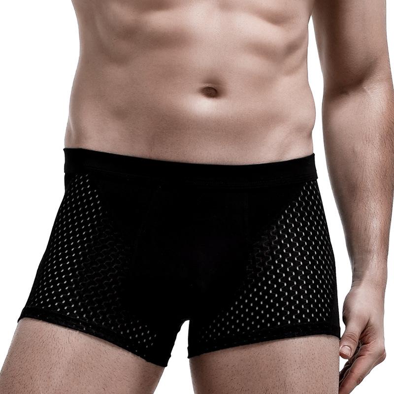

Мужские дышащие боксеры из ледяного шелка – летняя сетка, нижнее белье с квадратным вырезом для ног 4XL чёрный