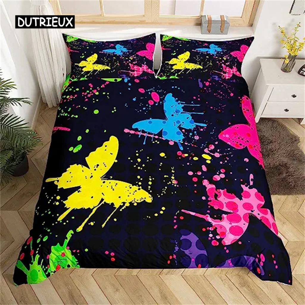 Tie Dye Duvet Cover Hippie Spiral Bedding Set Ethnic Boho Duvet Cover Swirl Tie Dye Pattern Bed Bohemian Hippie Bedding Decor