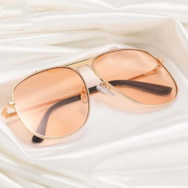 New Fashion Oversized Pilot Sunglasses Unisex Metal Square UV400 Sun Glasses Summer Outdoor Shades for Women Men