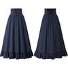Vintage Renaissance Pleated Maxi Corset Button Skirt Women A Line Costume Victoria High Waist Gown Big Swing Floor Ruffle Skirt