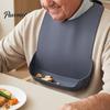 Adult Silicone Bibs Bib, with Deepened Food Catcher Design, 6-level Adjustable Washable Feeding Buckle Neck Waterproof Soft for Elderly Seniors