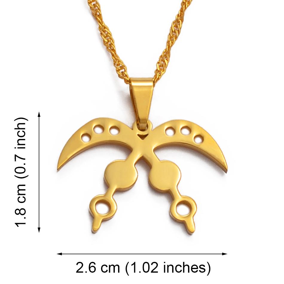 Anniyo African Symbol Necklaces Akofena Dwennimmen Adinkra Sankofa Symbols Ghanaian Gye Ethnic Jewelry #123621 45cm OR 17.7 Inches
