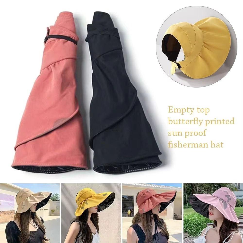 Foldable Large Visor Sun Hat UV Protection Sunscreen Bucket Hat Fashion Summer Sun Cap  Outdoor