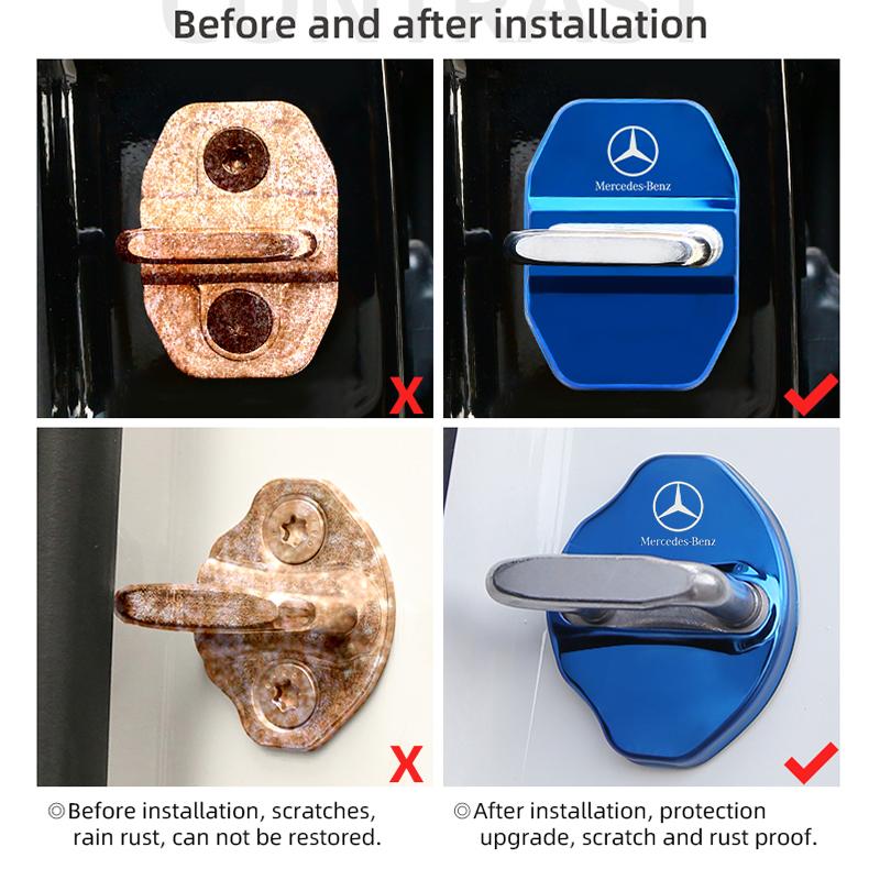 CSB1 4PCS Car Door Lock cover Protect Buckle Cover Latch Stop Anti Rust Car Ornaments for Mercedes Benz AMG W205 W247 W176 W212 W213