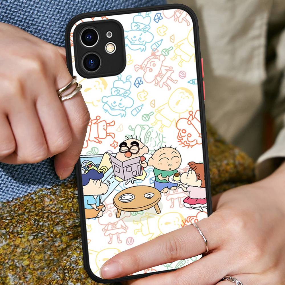 Anime Crayon Shin-Chan Matte Transparent Phone Cover For IPhone Case 16 15 14 13 12 11 Pro Max X XS Max Plus